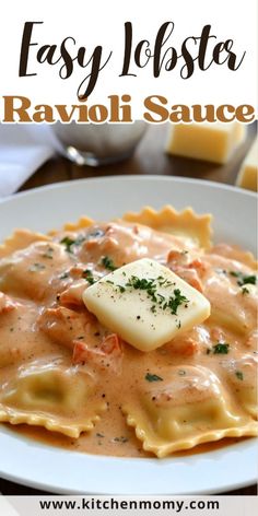 ravioli sauce in a white bowl with cheese on top