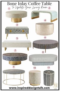 different types of coffee tables and ottomans