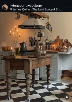 Dairy Table, Rustic European Farmhouse, Euro Kitchen, Butcher Block Islands, Iowa Farmhouse, Rhode Island House, 1920 House, Table In Kitchen, Cottage Style Bathrooms