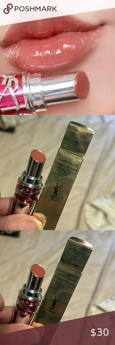 YSL Nude Pleasure Candy Glaze Double Care Balm Lip Gloss Stick, Jelly Lip Gloss, Yves St Laurent, St Laurent, Lip Balm, Lip Gloss, The Balm, Glaze