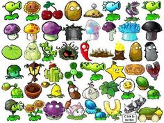 an image of many different plants and animals in cartoon style, all grouped together on separate layers