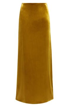 Crafted with a longer pile velvet for more texture and definition, this silk-enriched maxi skirt is elevated with a gleaming golden glow. Hidden side-zip closure 85% viscose, 15% silk Dry clean Velvet Maxi Skirt, Velvet Maxi, Golden Glow, Autumn Sales, Fabric Gift Bags, Nordstrom Store, Fabric Gifts, Free Fabric, Print Gifts