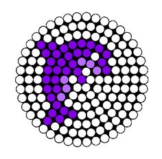 the letter p is made up of small white and purple dots on a black background