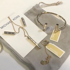 Brand New, Never Worn, Perfect Condition Set. Necklace Is 18” Long With 3” Extender, Lobster Clasp Earrings 0.75” Long, Lightweight. Comes With A Box And Dust Bags Questions? Leave A Comment Below! Michael Kors Necklace, Clasp Earrings, Baby Necklace, Crystal Heart Necklace, Life Vision, Girls Stuff, Crystal Choker Necklace, Black Tie Affair, Michael Kors Jewelry