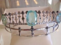 Designer Chistick Custom Victorian style 60 ct  Aquamarine diamond Silver Tiara #Custom #Tiara Royal Accessories, Hair Tiara, Tiara Headpieces, Tiaras Jewellery, Silver Tiara, Beautiful Tiaras, Diamond Tiara, Head Pieces, Hair Adornments