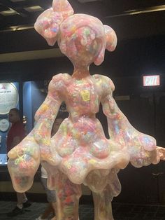 there is a statue made out of bubble wrappers