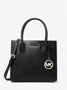 Mercer Medium Pebbled Leather Crossbody Bag | Michael Kors Pebbled Leather Crossbody Bag, Michael Kors Mercer, Michael Kors Handbag, Michael Kors Crossbody Bag, Exterior Details, Michael Kors Crossbody, Black Leather Crossbody Bag, Leather Messenger, Purses Michael Kors