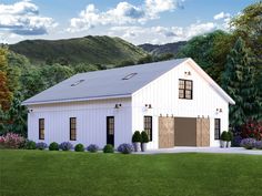 this is an artist's rendering of a two - story garage