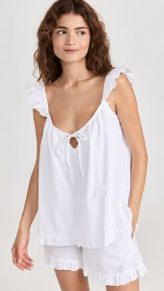 Fast Free Shipping & Free Returns on Petite Plume Swiss Dots Camisole Short Set at Shopbop. Shop new arrivals from Petite Plume at Shopbop.com White Pajamas, Women's Sleepwear, Swiss Dot, White Brand, Short Set, Pj Sets, China Fashion, Sleepwear Women, Nightwear