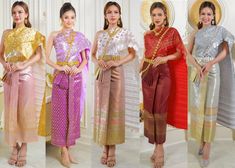 Our beautiful traditional Thai outfits are perfect for weddings, cultural events, Songkran festivals, or any occasion.  They are exclusively handmade with premium Thai silk & handwoven fabric. This set includes: 1 Free Size Sabai Top 1 Free Size Patterned Skirt (can be worn with safety pins or hooks) 1 Set of hooks   This set does not include jewelry or accessories, they are available separately in our store. -- Check out our YouTube videos on how to wear your Thai dress: www.youtube.com/watch?v=jndYR-WrOuE www.youtube.com/watch?v=Eki5aUTxBBI&t=28s -- ชุดไทย, Thai attire, Thai costume, traditional Thailand clothing, that outfit, traditional Thai outfit, traditional Thai clothing, chut Thai, Thai wedding attire, Thai wedding dress, Thai traditional dress, Cambodian dress, Khmer dress, sampo Khmer Clothes Traditional Dresses, Thai Outfits Traditional, Khmer Traditional Dress Wedding Attire, Traditional Dress With Traditional Patterns For Celebration, Traditional Wedding Dress With Weaving Work, Traditional Sets With Weaving Work For Ceremonies, Traditional Drape Sets With Woven Motifs For Ceremonies, Traditional Ceremony Sets With Woven Motifs And Traditional Drape, Traditional Sets With Woven Motifs For Ceremonies