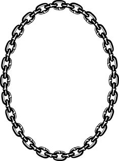 a black and white circular frame with chains on the sides, in an oval shape