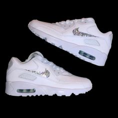 Welcome, Nike Airmax 90’s Bling Ticks Design With Luxe Diamond Crystals, Made To Last Permanent Design! Colours:Crystal Diamond All Colours Available Please See Colour Chart Attached, Brand New In Box Nike Airmax 90’s Triple White Original & Ribbon Lace’s Included Sizes In Usa Women’s 6 6.5 7 7.5 8 8.5 9 9.5 10 10.5 11 11.5 12 12.5 13 To Order; Can Also Be Made In Black Please See Colour Chart Attached To Change Colour Way Or Add Additional Colours Please Add To Bundle For Any Changes! Any Quest Airmax 90s, Cool Nike Shoes, Shoe List, Nike Airmax 90, Swag Clothes, Glitter Pillows, Nike Shoes Women Fashion, Pink Nike Shoes, Ribbon Laces