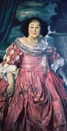 a painting of a woman in a pink dress