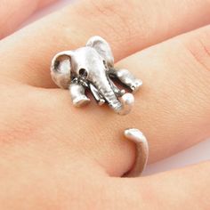 Elephant Ring Animal Hugs, The Bling Ring, Elephant Ring, Vintage Elephant, Silver Elephants, Elephant Love, Wrap Ring, An Elephant, Dieselpunk