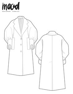 the front and back view of a women's coat