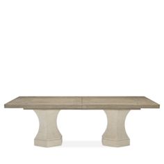 an image of a table that is made out of wood and concrete, with two pedestals on each side