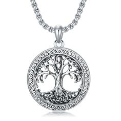 PRICES MAY VARY. 【Silver Tree of Life Necklace】The tree of life represents the eternal cycle of life, interconnectedness, strength and resilience. It serves as a meaningful reminder of the wearer's connection to nature, maintain health and enrich the inner world. Exquisitely and stylish design, suitable for both men and women. 【MATERIALS】Our tree of life necklace for men and women made of real 925 sterling silver, lead-free, nickel-free, skin-friendly, hypoallergenic and tarnish resistant. 【SIZE Symbolic Silver Jewelry With Tree Of Life, Symbolic Silver Tree Of Life Jewelry, Symbolic Silver Necklace With Tree Of Life, Black Family Tree, The Tree Of Life, Tree Necklace, Silver Tree, Tree Of Life Necklace, Tree Of Life Pendant