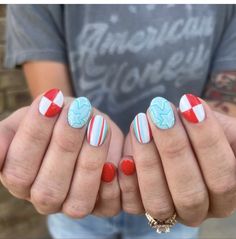 Pretty Nail Colors, Subtle Nails, Summery Nails, July Nails, Cute Gel Nails, Blue Nail, Summer Girl, Festival Nails, Pretty Acrylic Nails