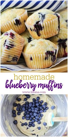 homemade blueberry muffins with cream cheese and blueberries