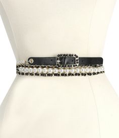 From Natasha Accessories&#x2C; this belt features:Gold-tone hardwareMetal/plastic/PUBuckle closure Approx. 120" L x 1" WWipe cleanImported. Pearl Belt, Chain Belts, Belt Jewelry, Dillard's, Wrap Around, Gold Tones, Buckle, Chain, Gold