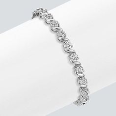 9 Carats White Round Diamond Link Tennis Bracelet Solid White Gold Tennis Bracelet Bracelet Tennis, Kay Jewelry, Emerald Bracelet, Diamond Bangles Bracelet, Sterling Bracelets, Bracelets Gold Diamond, Stylish Bracelet, Diamond Bangle, Tennis Bracelet Diamond