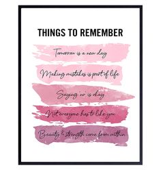 a pink poster with the words things to remember