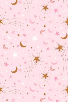 pink and gold stars and moon wallpaper