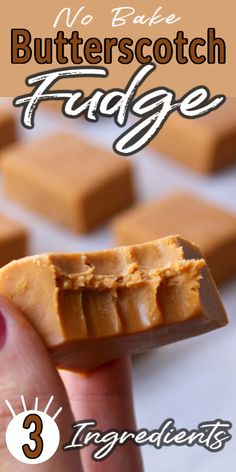 a hand holding a piece of butterscotch fudge