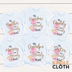 Celebrate the arrival of your little one with our adorable 'We Can Bearly Wait' Teddy Bear Baby Shower Matching Outfits. These charming t-shirts are perfect for a bear-themed baby shower, creating a cohesive and cute look for the whole family. Ideal for announcing 'It's a Girl' in style, these tees are a fun addition to any boho or blue baby shower theme. 😍 Why You'll Love This Tee: 😍 🎈It's made of cotton that feels like a cloud and is perfect for every season. 🎈Super smooth for the best playtime ever - no scratchy bits! 🎈Strong shoulders to make the tee last longer, even if you wear it to climb trees. 🎈It fits just right, not too tight or too loose, so you can move like a superhero. 🎈No itchy tags at the back! Yay for comfort! 🎈It's made by people who care a lot about our planet a Baby Shower Squad Shirts, Baby Shower Outfit Ideas, Girl Shower Themes, Baby Shower Shirts, Teddy Bear Theme, We Can Bearly Wait, Baby Shower Girl, Pink Baby Shower Invitations