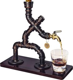 Liquor Dispenser Steampunk Industrial Pipe Decor Whiskey Holder Handcrafted Art Whiskey Holder, Industrial Pipe Decor, Alcohol Accessories, Steampunk Bar, Alcohol Dispenser, Liquor Dispenser, Whiskey Decanter Set, Accessories For Home, Pipe Decor