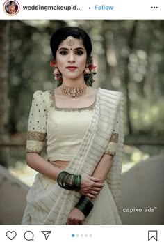 White Blouse Designs, Floral Blouse Designs, Kerala Wedding Saree, Glamour Clothing, Long Skirt Top Designs, Onam Outfits