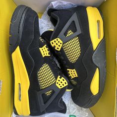 Air Jordan 4 Retro Thunder Black Yellow  Size 10   With box & fast DELIVERY 🚛✅ Jordan Thunder 4s, Air Jordan 4 Thunder Outfit, Jordan Thunder 4 Outfit, Jordan 4 Yellow Thunder Outfit, Yellow Thunder 4s Outfit, Yellow Thunder 4s Jordans Outfit, Thunder 4s Jordans Outfit, Jordan 4 Thunder Outfit, Yellow Thunder 4s