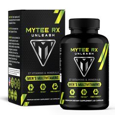 mytee rx unleash male's multi vitamins supplement bottle and box