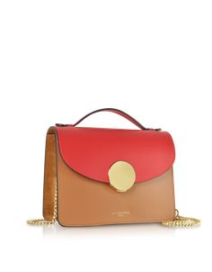 New Ondina Color Block Flap Top Leather Satchel Bag crafted in smooth genuine Italian calf leather in bold hues, goes beyond elegance with its modern lined silhouette and feminine top handle that exudes charm season after season. Carry by the handle or go hands free with the detachable shoulder strap. Featuring flap top circular push lock closure, top handle, detachable chain and leather shoulder strap, internal pocket, tonal stitching and gold tone hardware. Red/Caramel color. Hand made in Ital Gifts For New Mums, Cuff Earrings