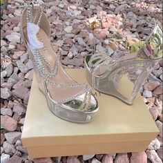 Brand New With Box . Simmi Shoes Size Us 7 Steve Madden Wedge Sandals, Clear Wedges, Simmi Shoes, Low Wedge Sandals, Michael Kors Wedges, Studded Shoes, Ankle Strap Wedges, Wedge Ankle Boots, Strappy Wedges