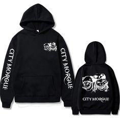 ZillaKami City Morgue Double-Sided Hoodie City Morgue, Printed Hoodie Men, Aesthetic Hoodies, Hoodies Men Style, Loose Clothing, Striped Wide Leg Pants, Men's Hoodies, Printed Wide Leg Pants, Loose Outfit