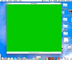 a computer screen with a green square on it