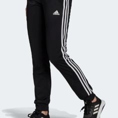 100% Polyester Adjustable Tie Waist Slim-Fitting Never Worn Sizing Runs Small Adidas Three Stripes Pants, Women Essentials, Adidas Pants, Adidas Black, Black Adidas, Adidas Women, Track Pants, Pant Jumpsuit, Track