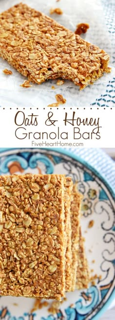 oats and honey granola bars on a plate