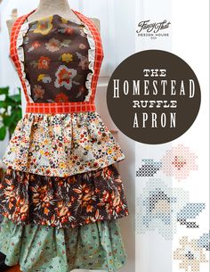 a dress made out of fabric with the words, the homestead ruffle apron