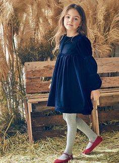 Baby Frocks Designs, Navy Velvet