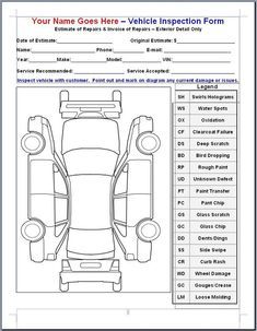 the vehicle inspection form is shown