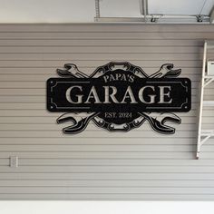 garage sign on the side of a building