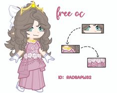 a drawing of a girl wearing a tiara and dress with the words free o'd