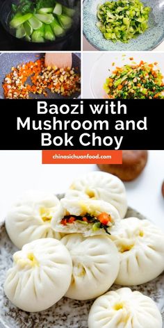 Pillow soft baozi with a vegetable-based filling – mushroom and bok choy. It has a savory base with a great combination of mushrooms and bok choy. Meat Buns, Pao Recipe, Asian Sides, Chinese Pancake, Meat Bun, Bamboo Steamer, Chinese Snacks, Chinese Dessert