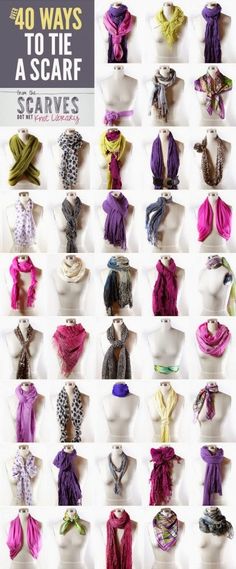 40 Way to Tie A Scarf How To Tie Scarves, Ways To Tie A Scarf, Tie Scarves, Tie A Scarf, Scarf Knots, Master List, Ways To Wear A Scarf