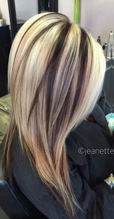 Blonde With Dark Peekaboo, Hair Color Streaks Highlights, Blonde Hair With Dark Lowlights, Chunky Highlights And Lowlights, Womans Shirts, Home Haircuts, Hair Highlights And Lowlights, Gorgeous Hair Color, Brown Hair With Blonde Highlights