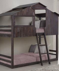 Bear Cabin Bunk Bed for Kids Custom Kids Furniture Fort Bunk Bed, Cabin Bunk Bed, Rustic Bunk Beds, Bunk Beds For Girls Room, Safe Bunk Beds, Pine Bunk Beds, Bunk Bed For Kids, Cabin Bunk Beds, Bed For Girls Room