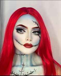 Sally-nightmare-before-christmas Makeup, Night Before Christmas Makeup, Sally Nightmare Before Christmas Costume Diy, Sally Nbc Makeup, Sally Nightmare Before Christmas Makeup Easy, Sally Nightmare Before Christmas Costume Makeup, Easy Sally Halloween Makeup