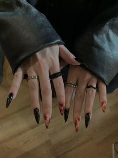 Witchy Nails, Gothic Nails, Anime Nails, Edgy Nails, Red Nail Polish